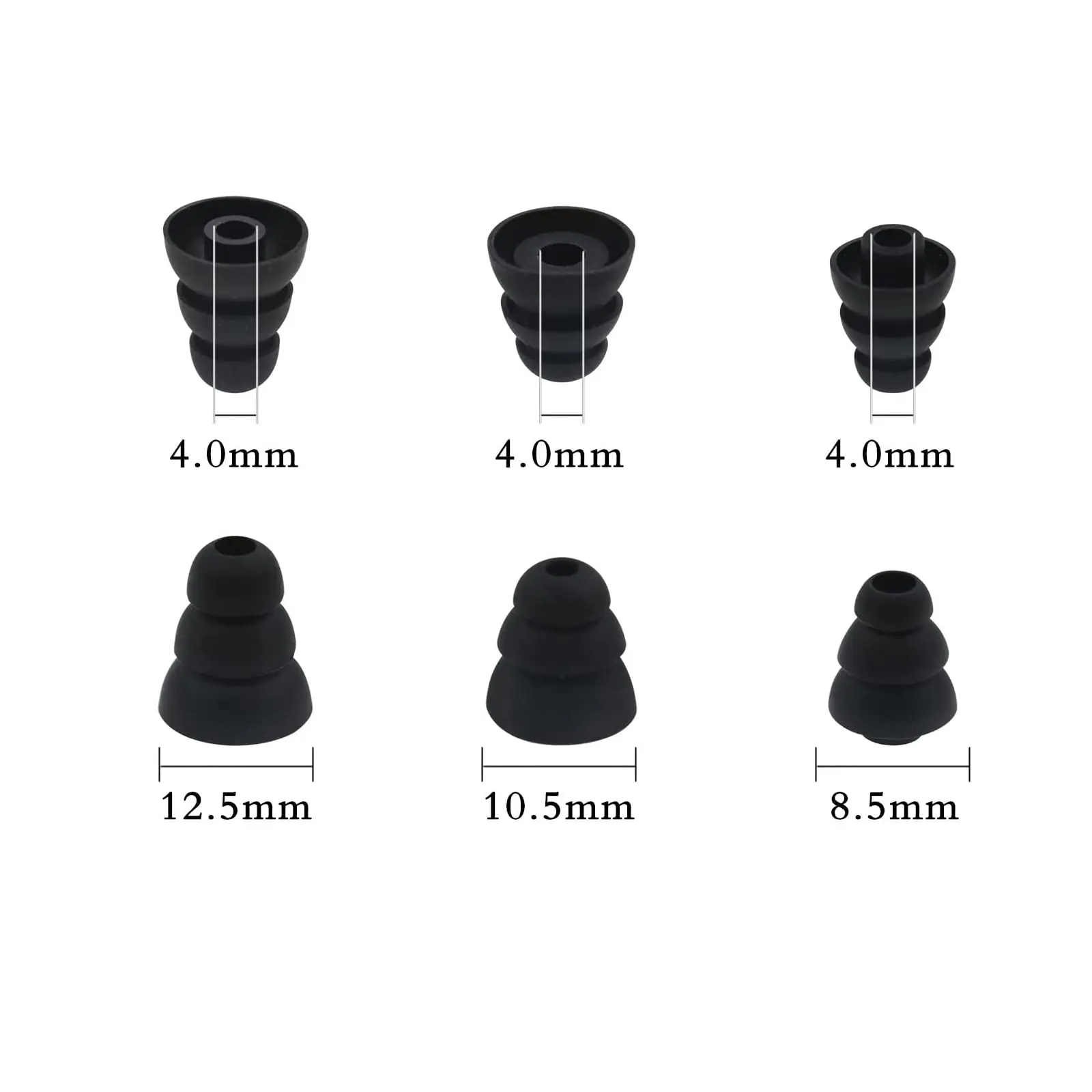 For 6pcs S/M/L Size Noise Isolate Silicone Cushion Ear Bud Tips with 4mm Connector Hole, Fit for Most in Ear Earphone view 6
