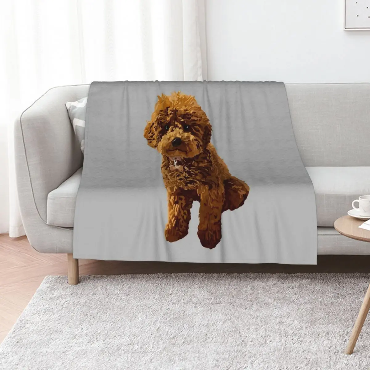 Ginger the Toy Poodle on Grey background Throw Blanket Flannel Camping For Sofa Thin Hairy Blankets For Bed Blankets