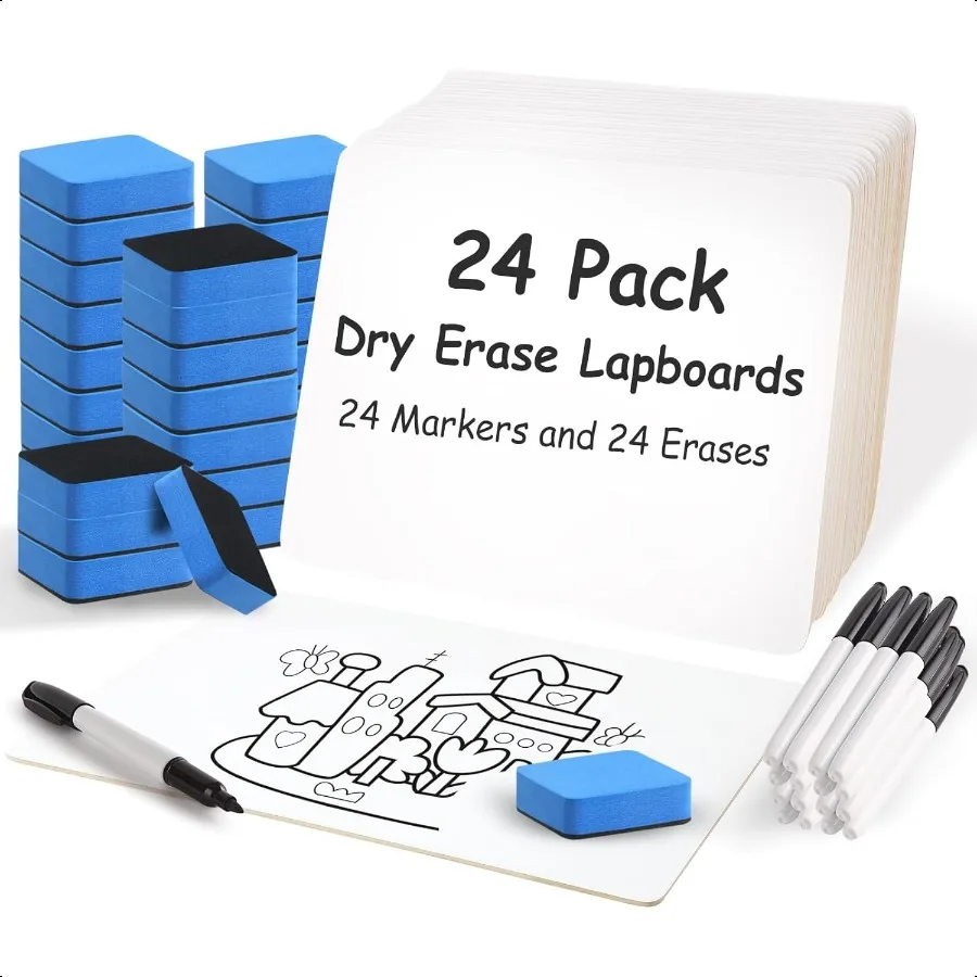 

24 Pack Dry Erase Boards DoubleSided Small White Board for Classroom Student 9x12 Portable Dry Erase Board Bulk Mini Whiteboard