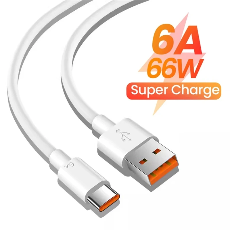 6A 66W Type C Super Fast Charging USB Cable For Huawei Honor X7b Xiaomi Redmi Note 11 POCO Quick Charger Type-C Cable 1m 1.5m 2m