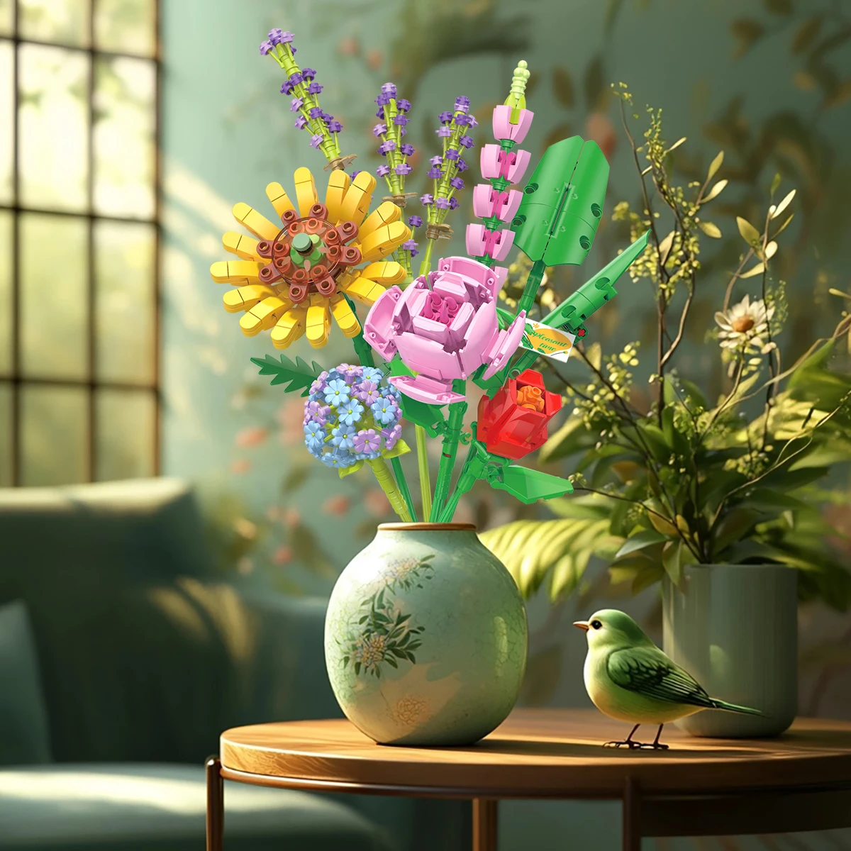 Bloc de construction classique, série de modèles d'été, Bouquet exquis, jouet d'exposition de bureau, ensemble de briques, bricolage, cadeaux de Festival pour enfants