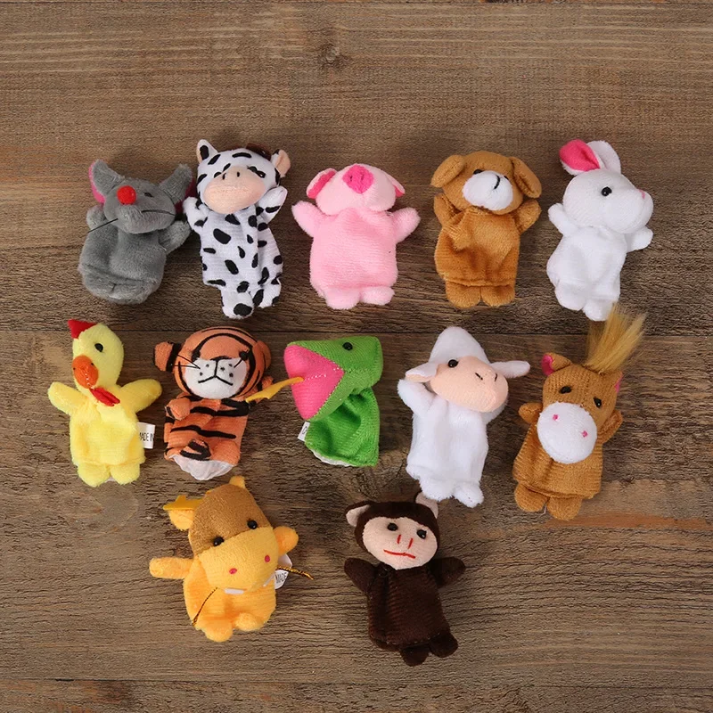 Finger Puppets Set Baby Animals Duck Plush Doll Hand Cartoon Family Hand Puppet Cloth theater Educational Toys for Kids Gifts image 4