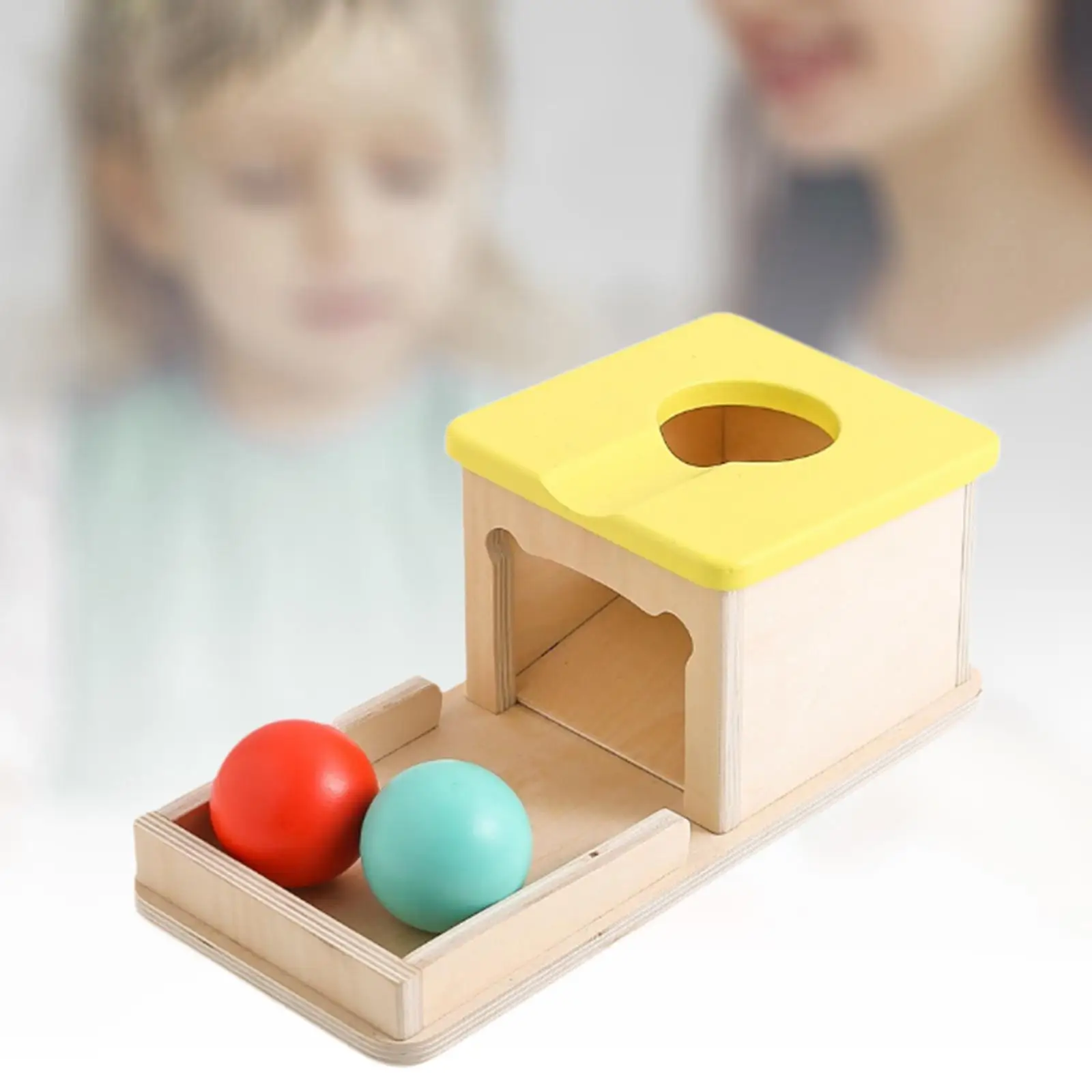 Wooden Object Permanence Box Sensory Toy Hand Eye Coordination Motor Skills with Balls for Kids Toddlers Infant Boys Girls Gift