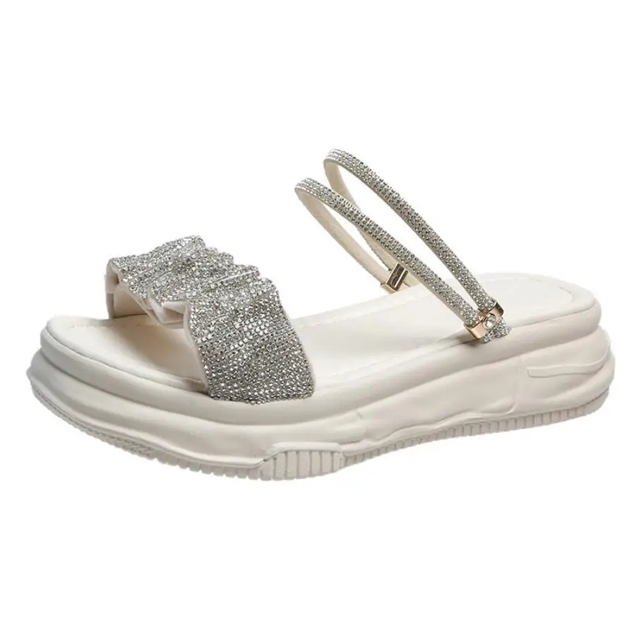 Chanclas de cuña para mujer y niña, Sandalias de tacón antideslizantes para exteriores, zapatos de playa informales transpirables, novedad