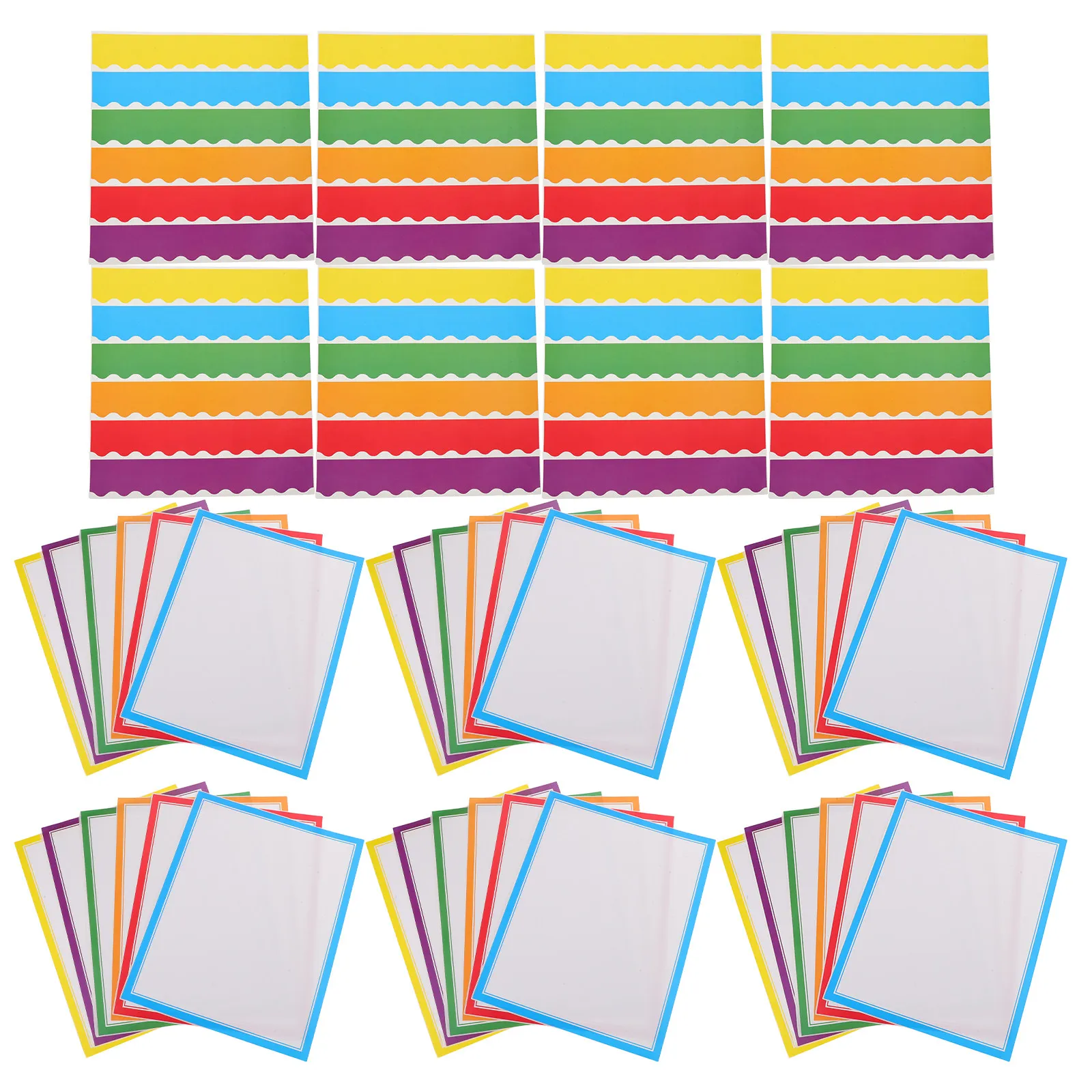 150Pcs Rainbow Bulletin Board Borders Scalloped Paper Trim for Classroom Display Project Science Fair Decoration Colorful