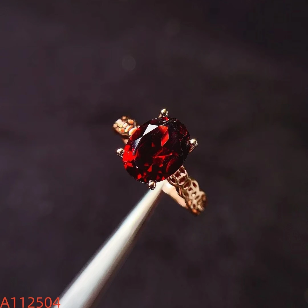 KJJEAXCMY Natural Garnet Ring S925 silver , electroplated locking color process, high clarity Full of luster Support testing