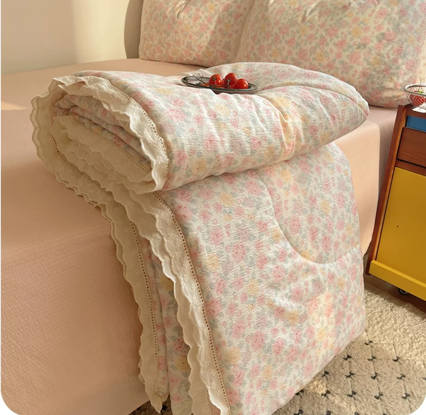 Washed cotton linen New Machine Washable Quilt for Children, Air Conditioned, Single Thin Edition
