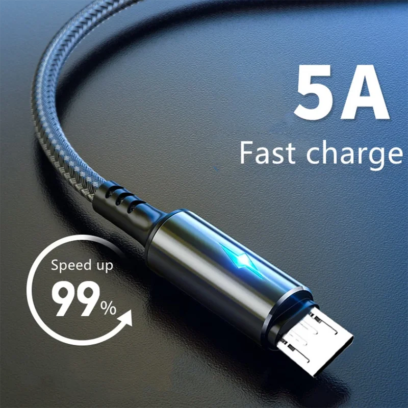 

5A USB C Fast Charging Type C Data Cable For Xiaomi 11 Pro Huawei Micro USB Quick Charger Wire Phone Cord For Samsung 0.3/1/1.5M