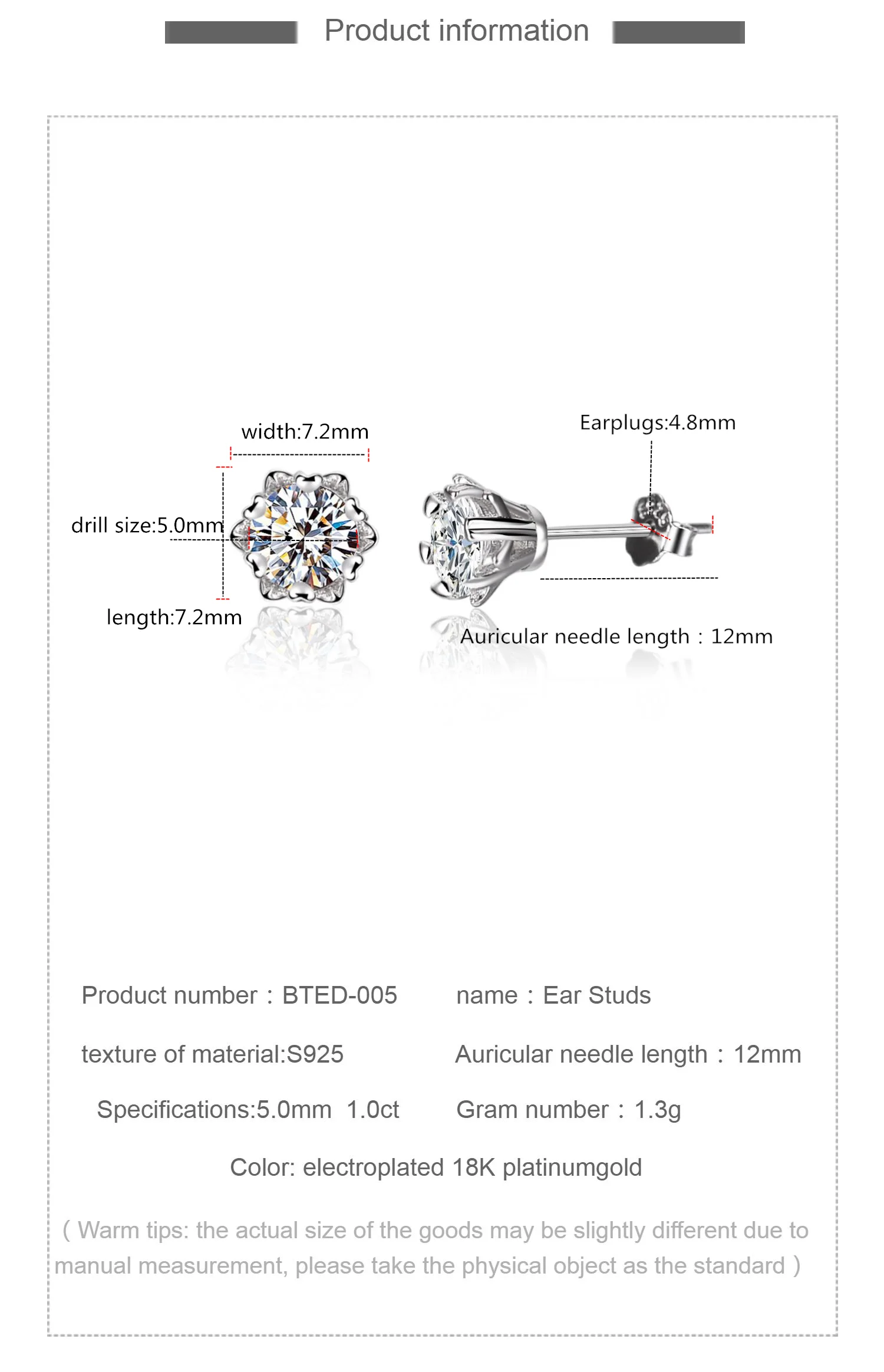 GRA D 1.00 CT mmulberry ติดเพชรสเตอร์ลิงเงินต่างหูรูปเกล็ดหิมะสุดโรแมนติก