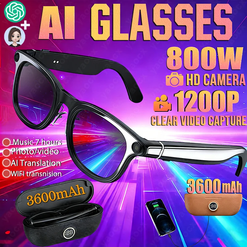 

Новые умные очки для перевода с поддержкой 130+ языков, камерой 800W с защитой от сотрясений, 32 ГБ памяти, ИИ-чатом и аккумулятором 3600 мАч, функцией звонков