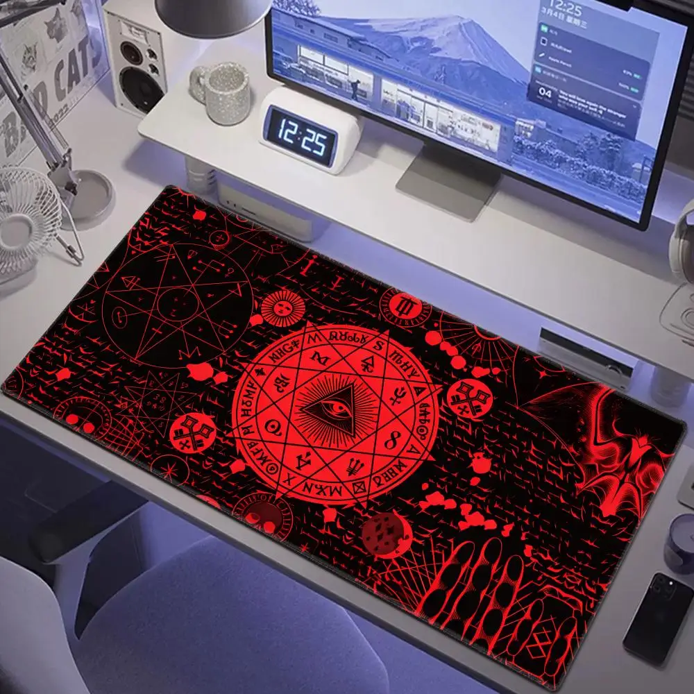 

HYBXAXC Vintage Gothic Alchemy Extended Mouse Pad Oversized Desk Pad with Stitched Edges, NonSlip Mat for Gamers and Home Office