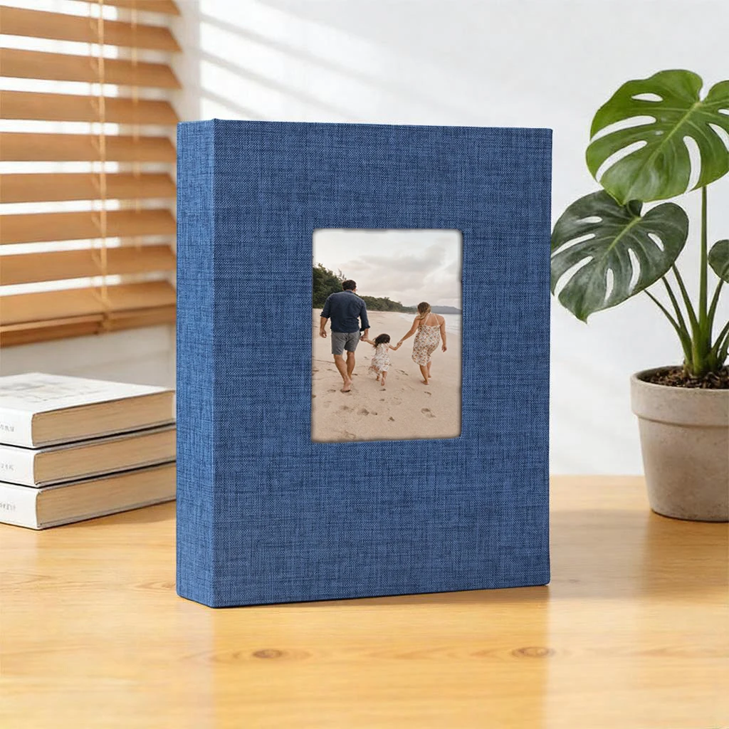 Multi-color Linen Front Window Photo Album 6 Inch 104 Pockets, Baby Family Memory Book image 3