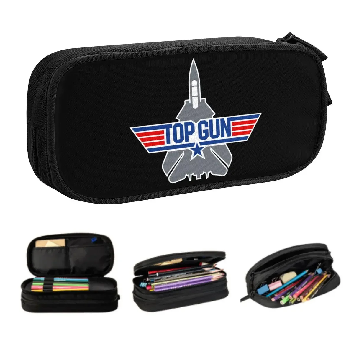 Custom Fighter Jets Top Gun Kawaii Pencil Cases Girl Boy Large Capacity Maverick Film Pencil Bag School Supplies