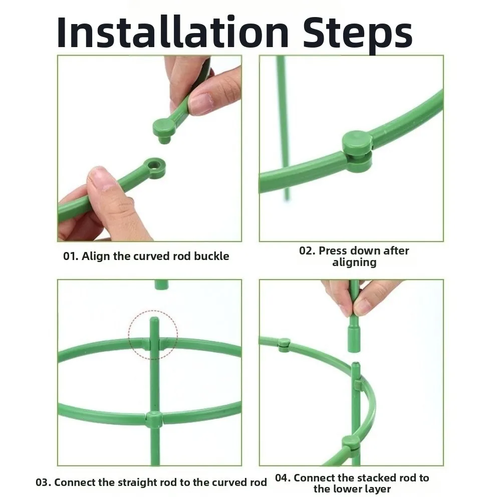 10Layers Plant Support Pile Prevent Lodging Stackable Flower Ring Support Rack Green Plastic Garden Plant Stake Holder