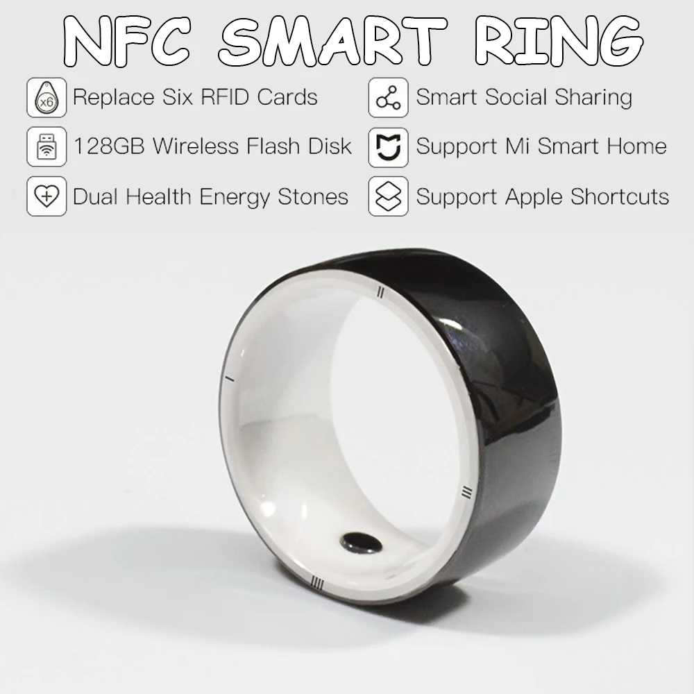 New NFC Smart Ring 2024 Health Monitor 6 RFID Cards 128GB Wireless Disk Sharing Sport for iPhone Android GPS SOS Dail Smartring