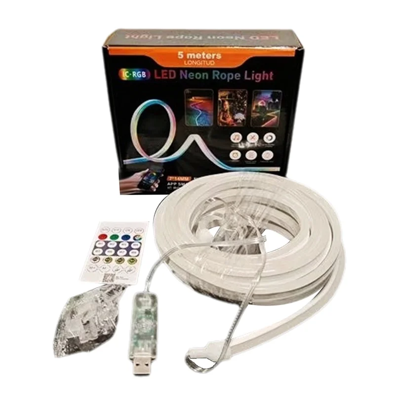ไฟแถบ LED RGBIC A84E-DC5V แบบนีออน พร้อมระบบซิงค์เพลง ไฟตกแต่งสร้างบรรยากาศ RGB สำหรับตกแต่งบ้าน
