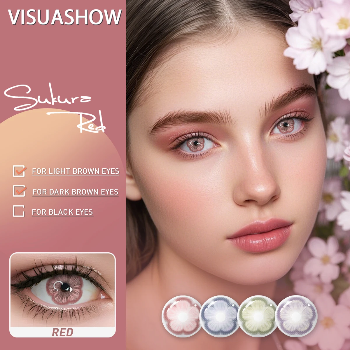VISUASHOW Cosplay Blue Farbige Kontaktlinsen, Kleine Pupille, 1 Paar Halbjährlich Einweg, Weich, Bequem und Leuchtende Farbe. Kosmetische Kontaktlinsen Sukura für Anime, Halloween, Partys und Augen-Make-up – Detail 1