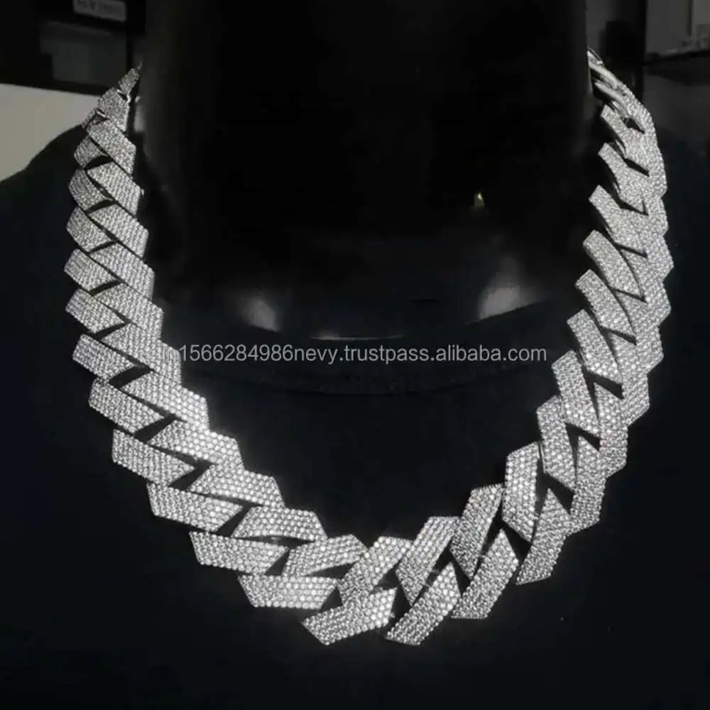 

Custom Name 26mm Rappers Iced Out Cuban Link Chain Diamond Moissanite Mens Chunky Chain Necklace Cuban Link Chain Men