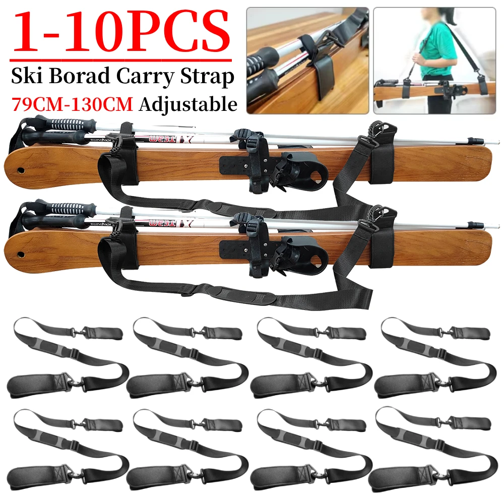 1-10pcs Ski Borad Shoulder Strap Ski Borad Carrying Portable Adjustable Shoulder Sling Handle Straps Outdoor Sports Skiing Tool