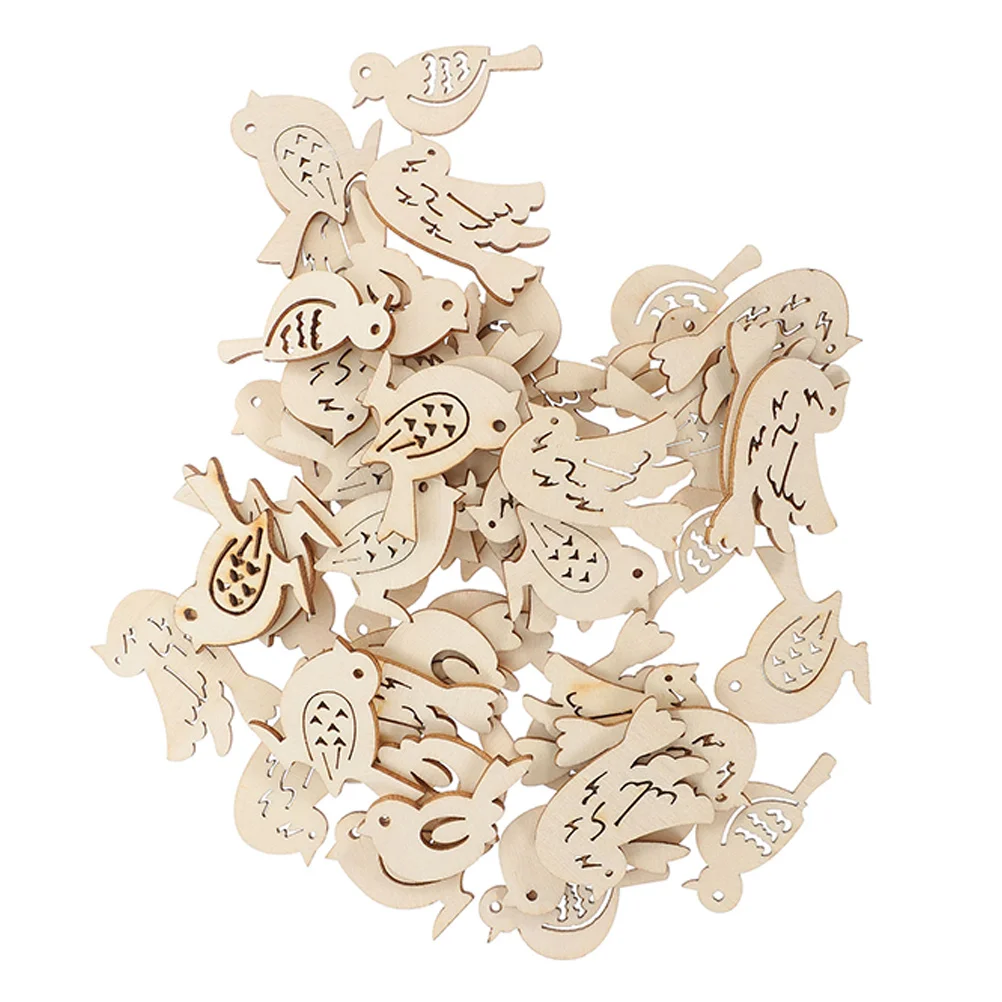

100Pcs Wooden Bird Cutouts Unfinished Handcrafted Craft Wood Decorations for Kids DIY Home Decor Ornaments Craft Wood Birds