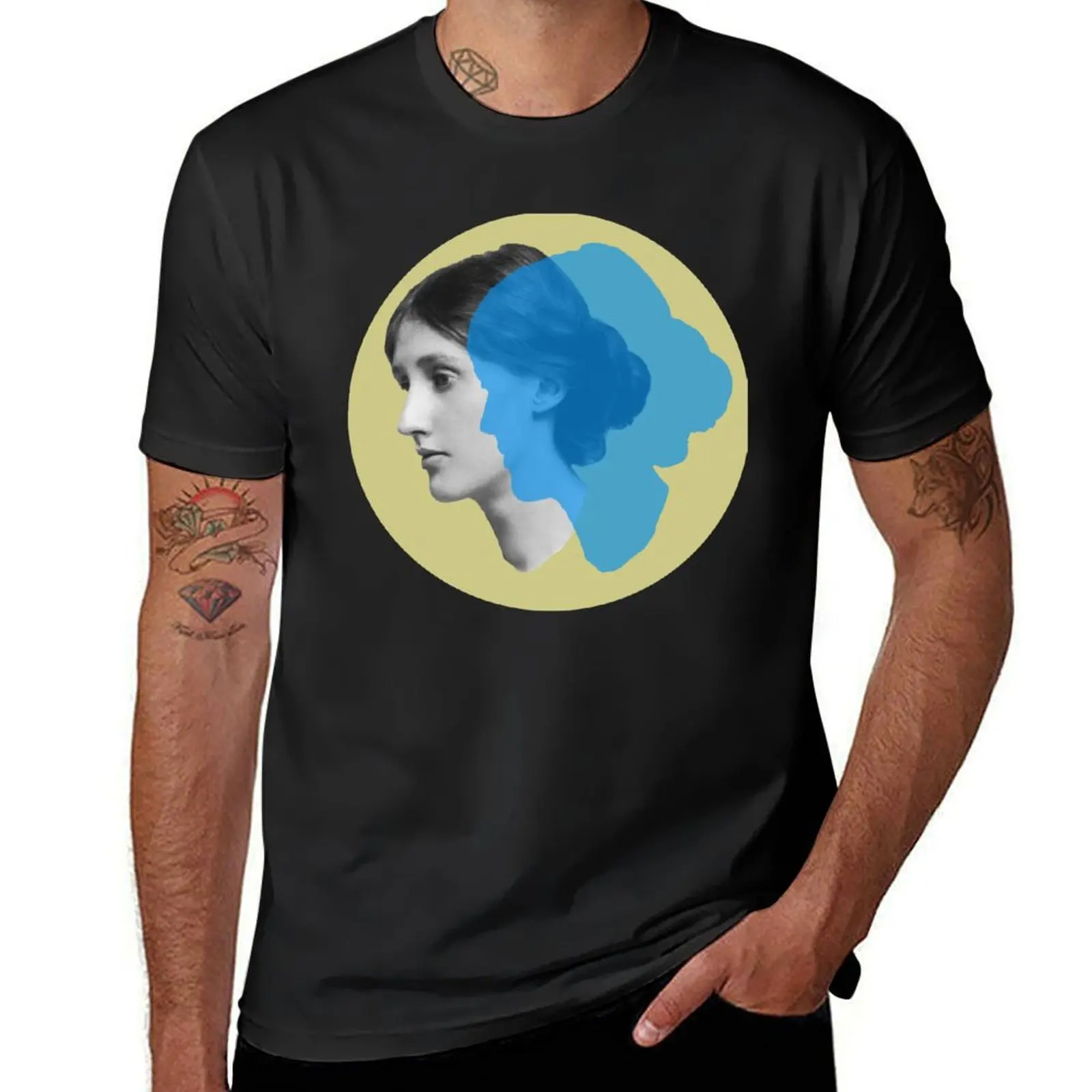 

Virginia Woolf portrait - green and blue T-Shirt quick-drying tees for a boy Short sleeve tee men clothing