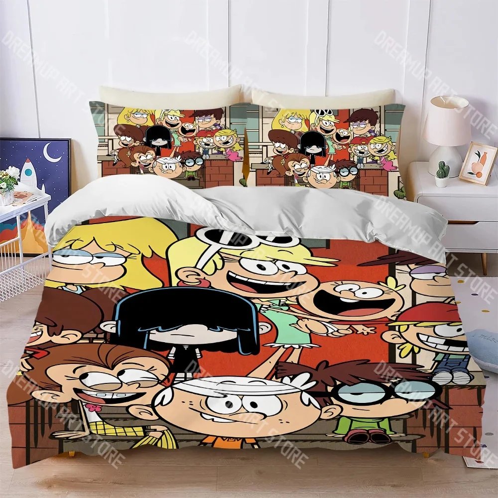 Juego de cama de moda L-Loud de dibujos animados H-House, juego de cama individual, doble, tamaño Queen y King, juego de funda nórdica para dormitorio de niños, juego de sábanas