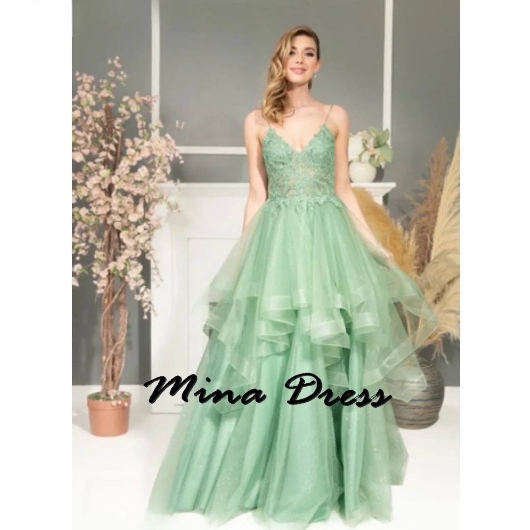 

Mina Off the Shoulder Bridesmaid Dress Woman Sleeveless Stacked Ball Gowns Spaghetti Straps Elegant Dresses for Women Gala Party