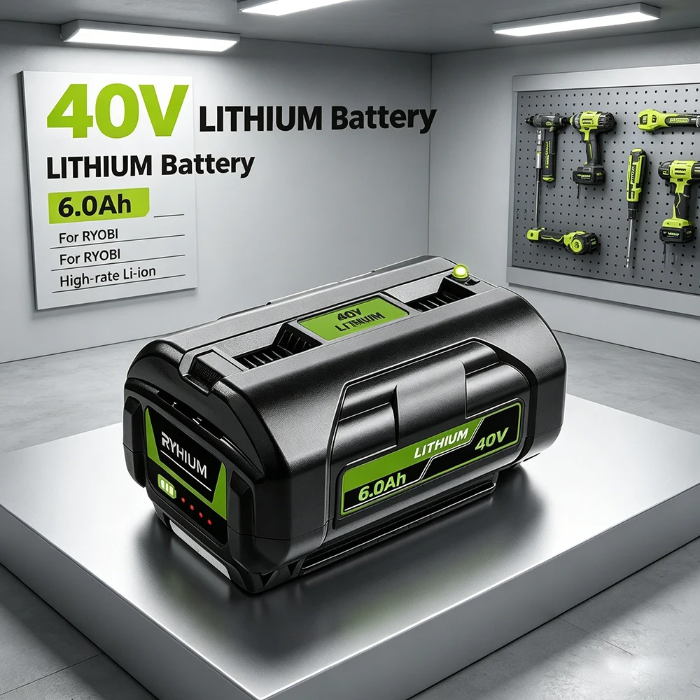 for Ryobi 6.0Ah  Li-Ion Rechargeable Battery， 40V Cordless Power Tools Battery OP4060A  OP4040  OP40501 OP4050 RY40502 RY40200