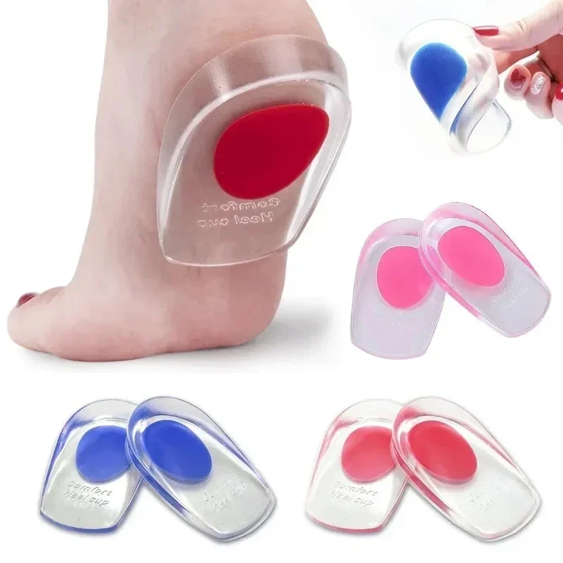 1 Pair Soft Silicone Gel Insoles for Heel Spurs Pain Foot Cushion Foot Massager Care Half Heel Insole Shoes Pads Height Increase