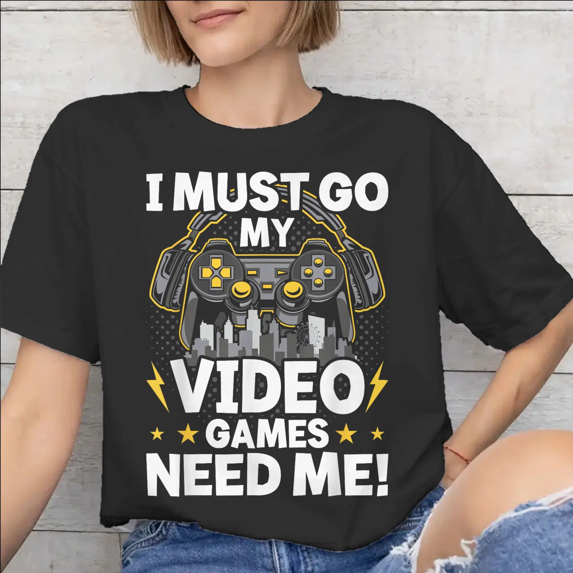 I Must Go The Video Games Need Me Accessories Men Women T Shirts 100% Cotton Tee Graphic Printed  T-shirt Clothing