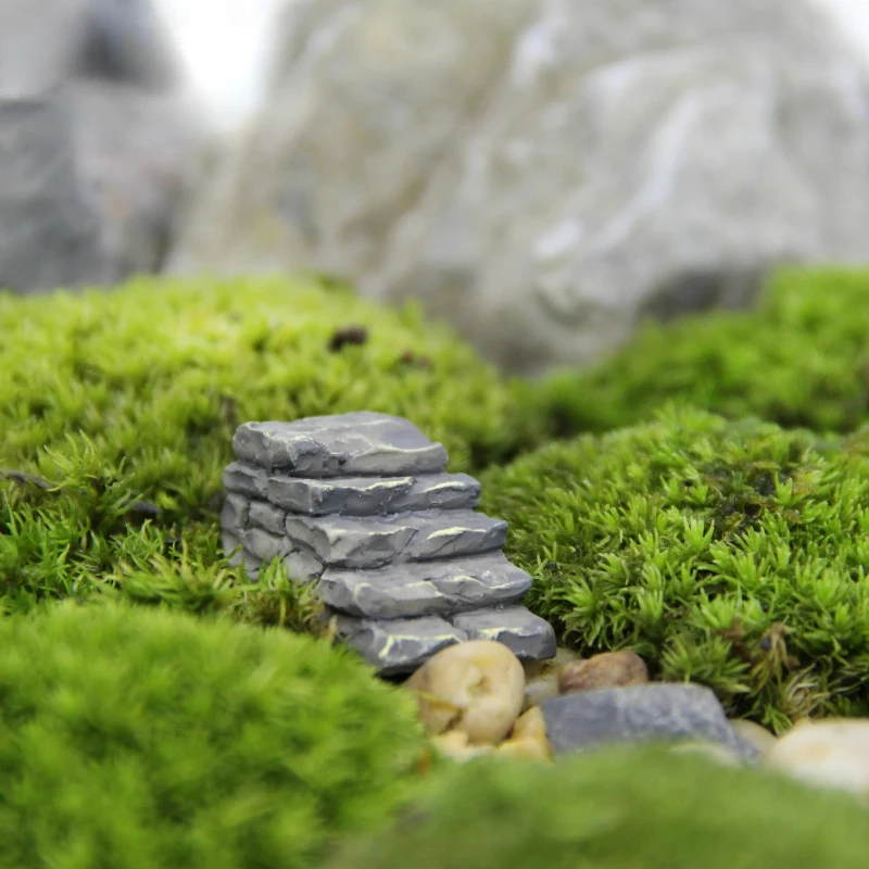 10PCS/Set Micro Landscape Ornaments Gray Stone Steps Path Stairs Gardening Landscaping Walkway DIY Ornament Stone Steps