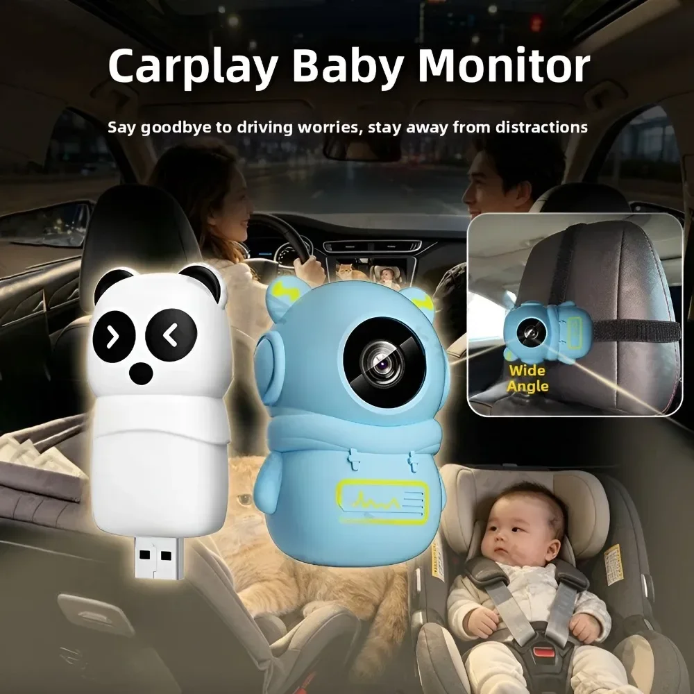 Cabin Care 1080P HD Wireless Baby Car Camera Carplay Adapter Wide Angle Back Seat Monitor Easy Install for Infant Child Safety