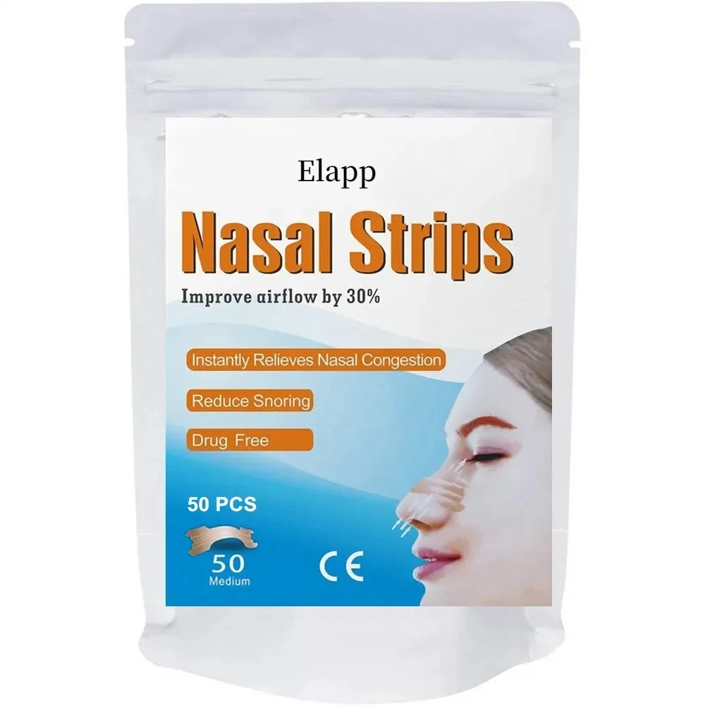 50 PCS Nasal Strips to Reduce Snoring, Drug-Free Anti-Snore Nose Strips, Works to Improve Sleep Medium(55mm*16mm)