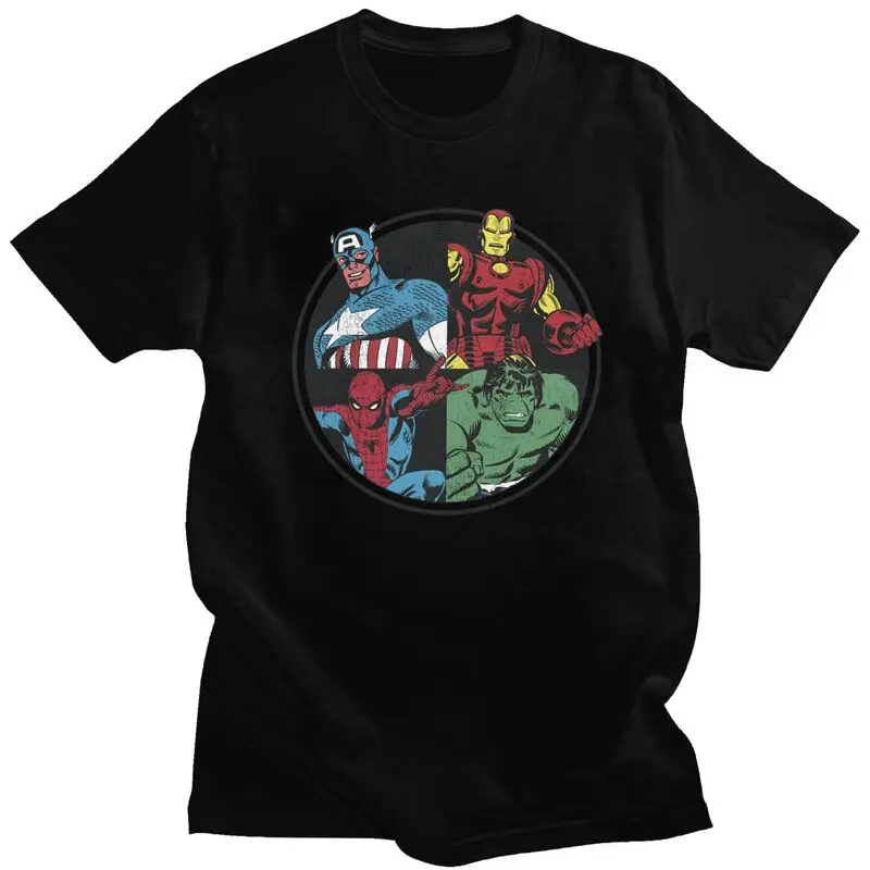 Men's Hulk Avengers Assemble T Shirts Short Sleeves Cotton Tshirt Trendy T-shirt Summer Tee Tops Slim Fit Clothes