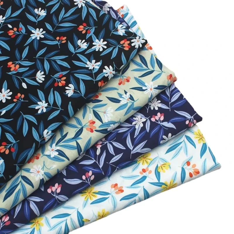 145x50cm Retro Leaf Print Pure Cotton Small Floral 40s Flat Men's Shirt Clothing Fabric All Cotton Thin Sewing Cloth
