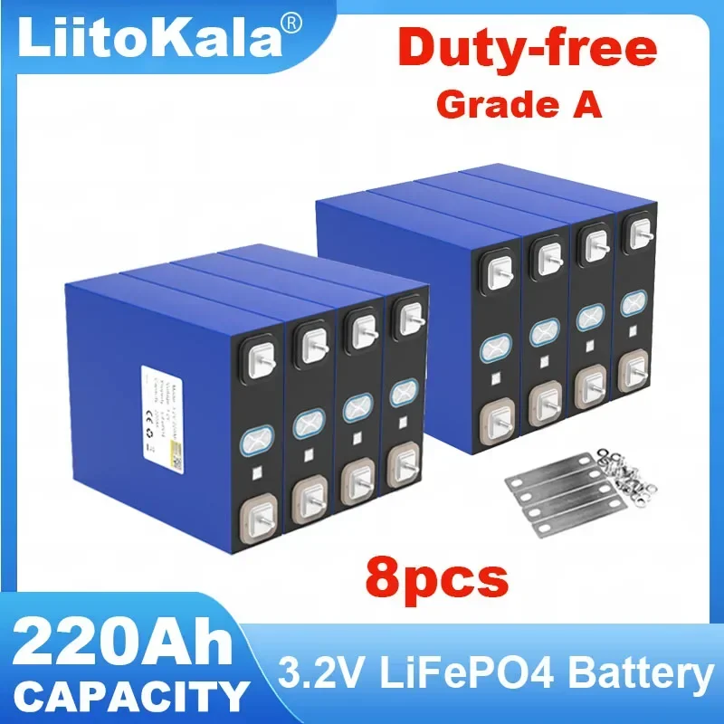 8pcs LiitoKala 3.2V LiFePO4 Battery 320AH 280ah 200ah 150ah 105ah DIY 12v 24V Automotive RV Solar Energy Storage batteries