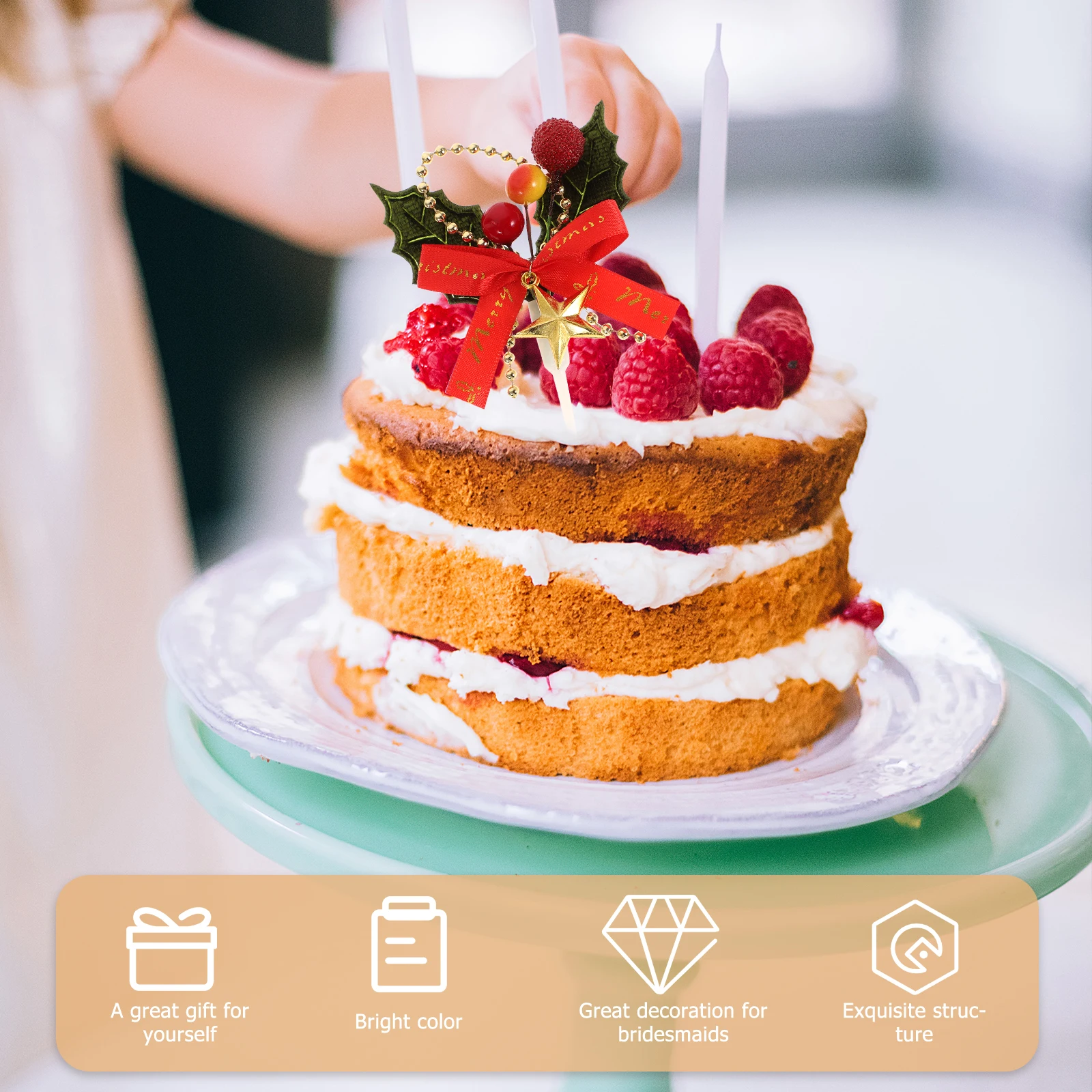 

10Pcs Christmas Cake Picks Set of Perfect Decorations Gather People's Eyes and Cake Toppers Cupcake Toppers