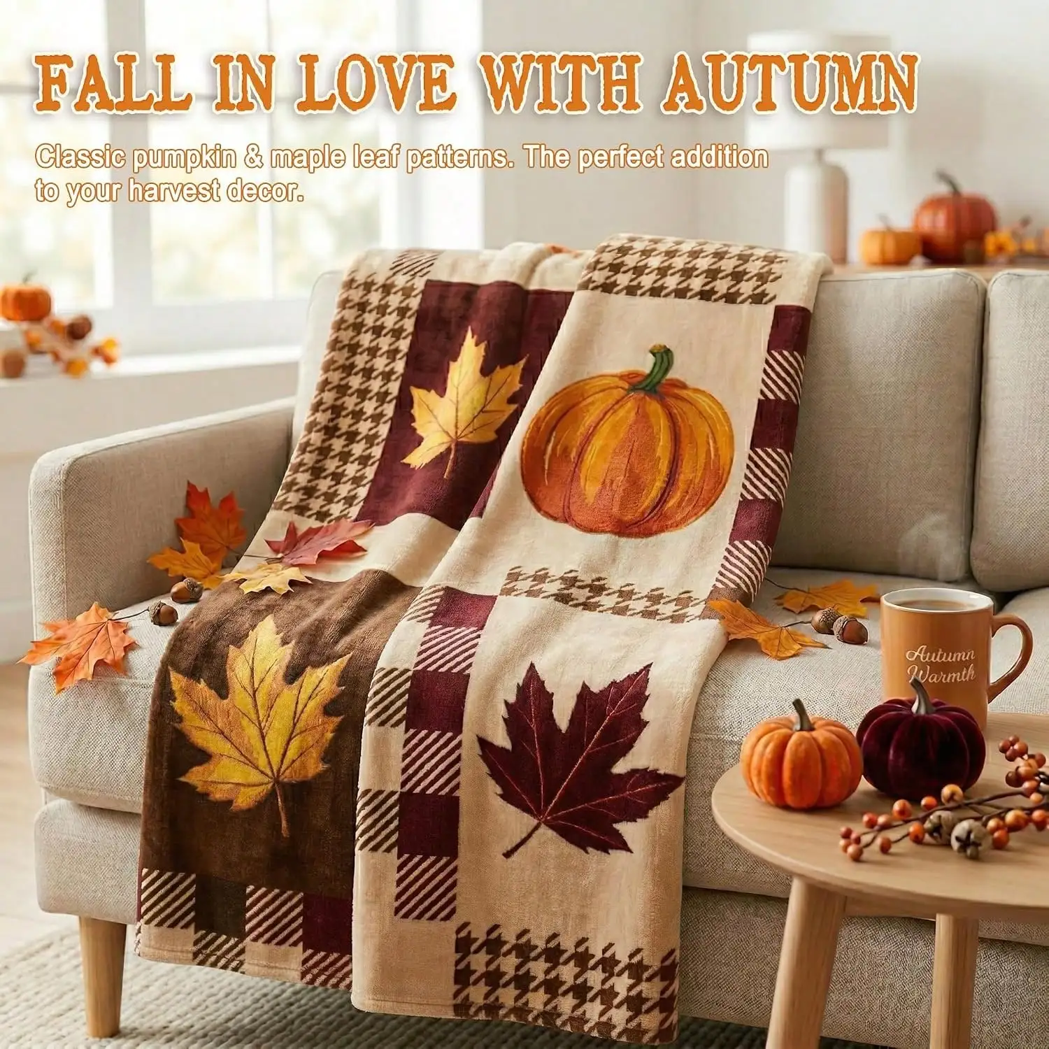 Pumpkin Blanket Fall Throw Blanket 300GSM 50