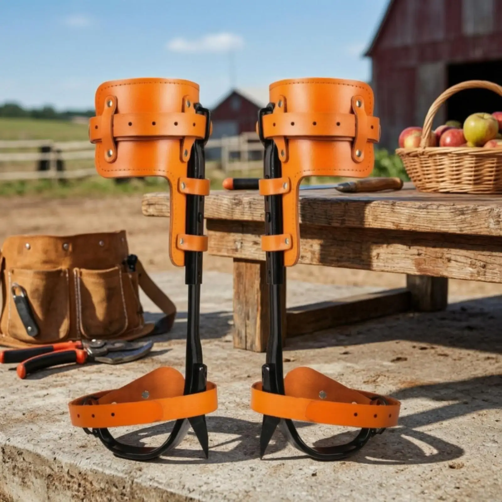 Climbing Footwear Professional Tree Climbing Spurs Leather Straps Sturdy Metal Tools for Orchard Harvest