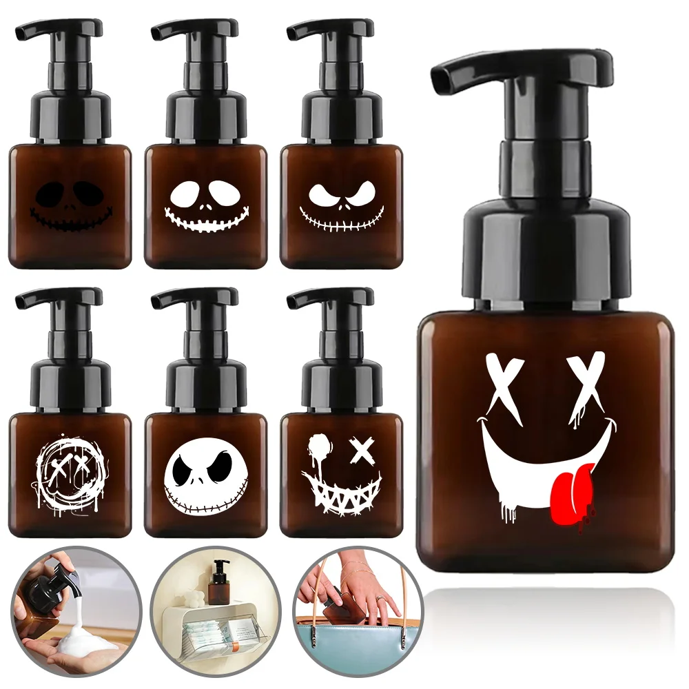 

250ml Foam Pump Bottle Shampoo Body Wash Split Bottle Refillable Foaming Soap Dispenser For Travel Bathroom Smile Letter Pattern