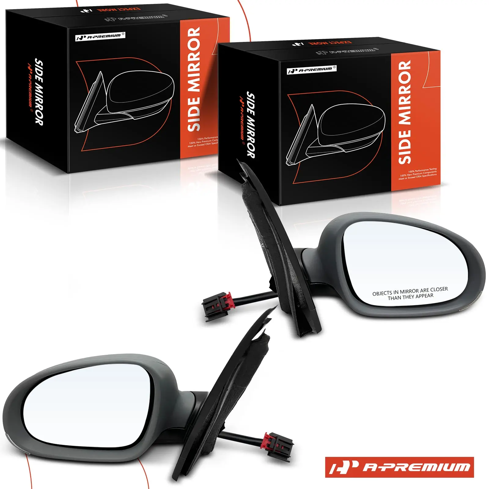A-Premium Pair Power Door Mirror for Volkswagen GTI Rabbit 2006-2009 Manual Folding Turn Signal Light Heated Black+Gray