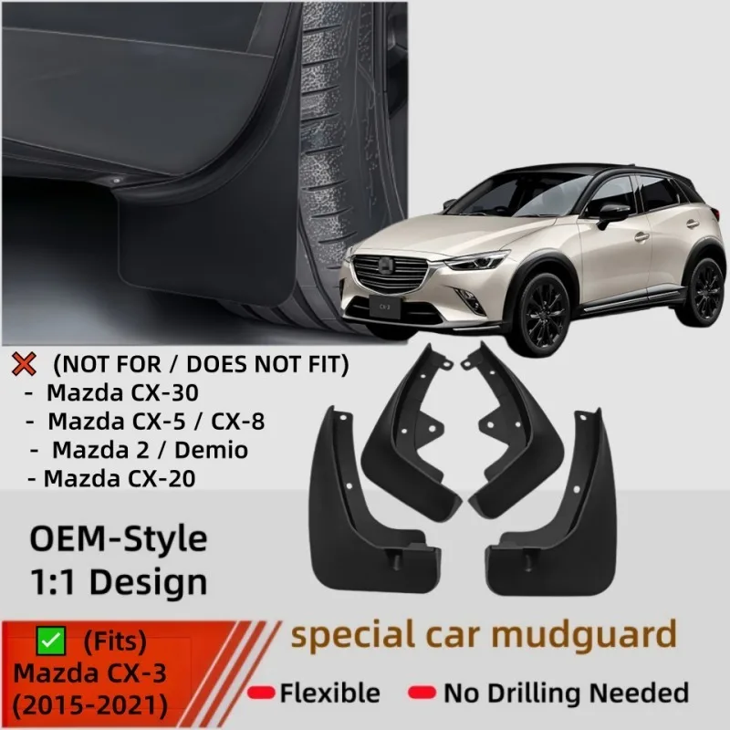 4pcs Mudflaps FOR Mazda CX-3 CX3 2015 2016 2017 2018 2019 2020 2021 Mudguards Fender Splash Flap Auto Accessories