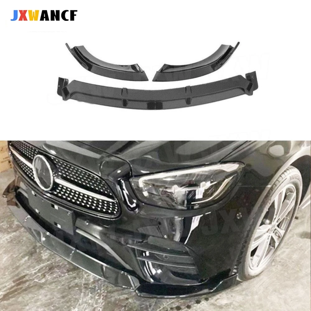 

JXWANCF 3Pcs ABS Gloss Black For Benz W213 E260 E300 E350 Sport 2021 Convertible Front Bumper Lip Spoiler Splitters Carbon Look