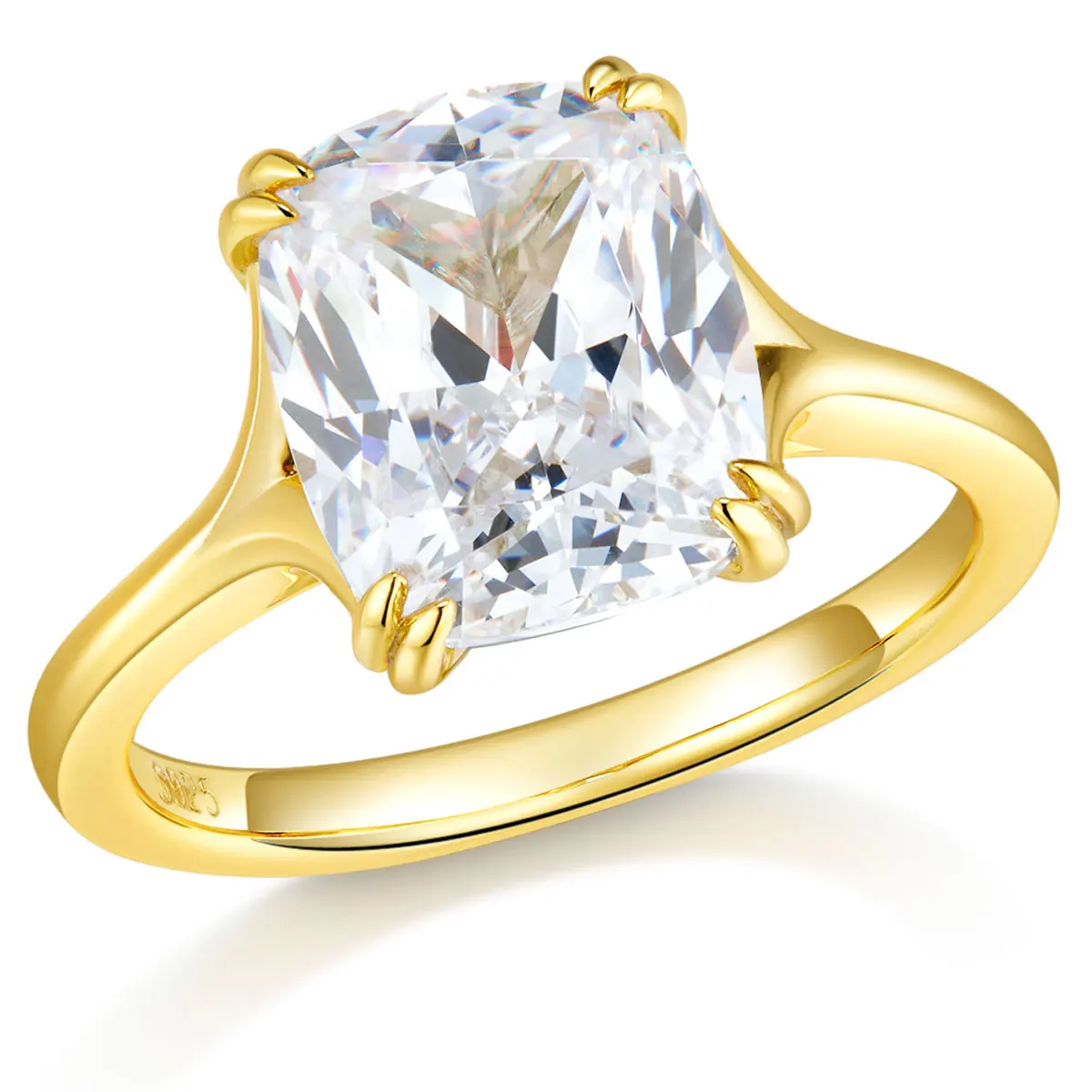 

DEZO 5ct Cushion Cut Moissanite Engagement Ring for Wom 14k Yellow Gold Plated 925 Sterling Silver GRA Certificate