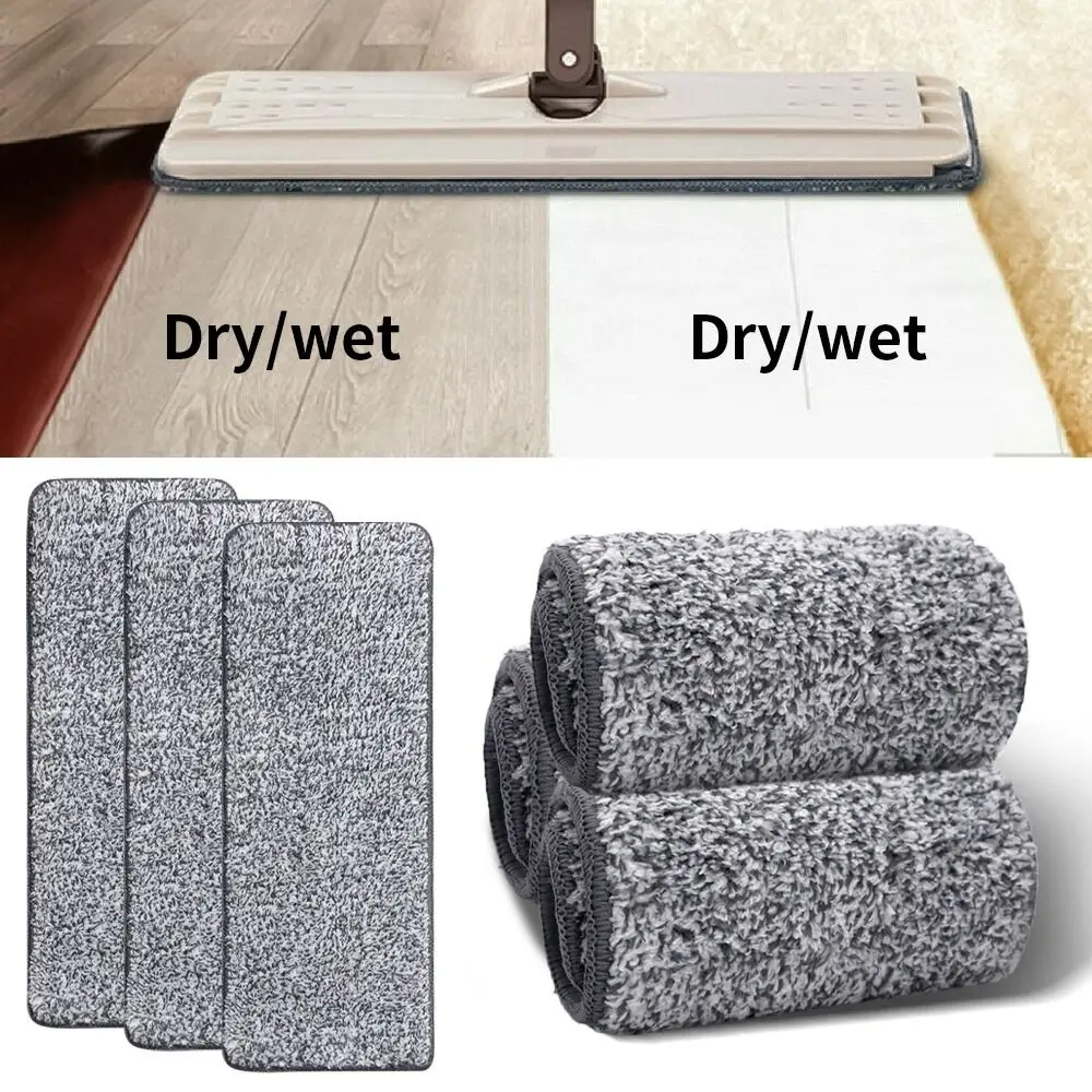 3PCS Removable Washable Flat Mop Replacement Cloth Reusable Household Absorbent Lazy Mop Cloth Floor Cleaning Mop Refill