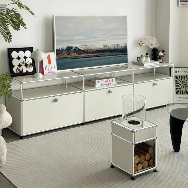 

stainless steel TV Cabinet 2025 New high-capacity Storage tv stands white luxury tv screen table television home furniture
