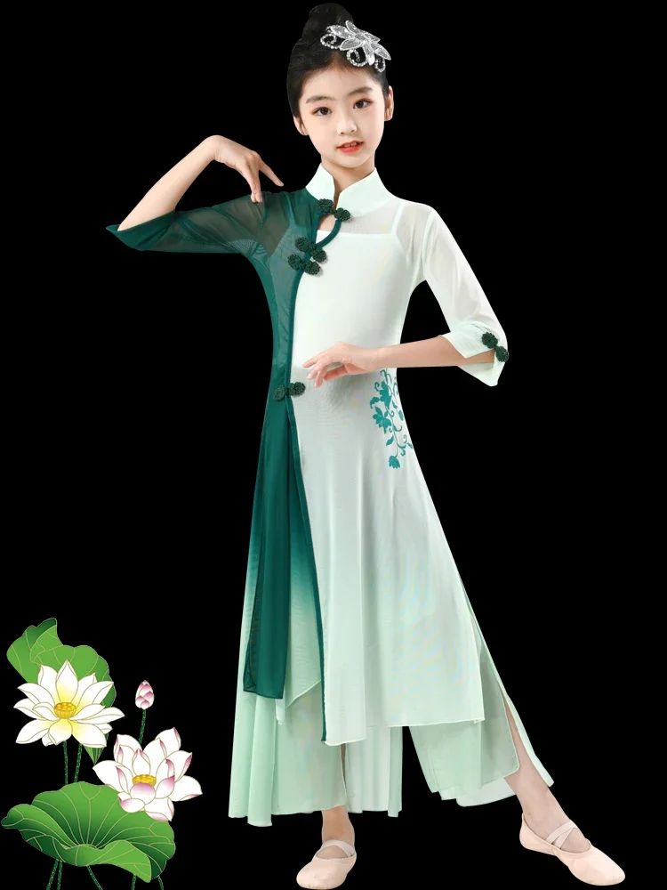 Kinder klassische Tanz kostüme elegante Gaze Kleid Trainings kleid Mädchen chinesischen Tanz