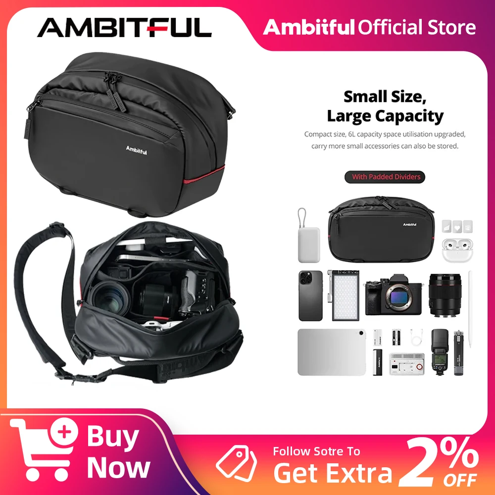 

Ambitful Genie Magic 6L Crossbody Camera Bag GM6 Large Capacity For Camera IPad Action Camera Len Photography Studio Accessories