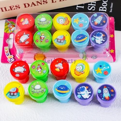 10Pcs Cute Astronaut Rocket Theme Self-ink Stamps Toys for Kids Outer Space Birthday Party Favors Pinata Kindergarten Rewards