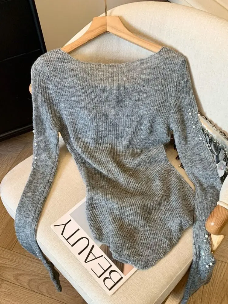 

Женская трикотажная футболка с длинным рукавом и вырезами, в стиле «Sweet Hot Girl»